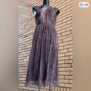 Twist Halter Rainbow Crinkle Metallic, Sz 14, New Year’s or Disco Party Dress